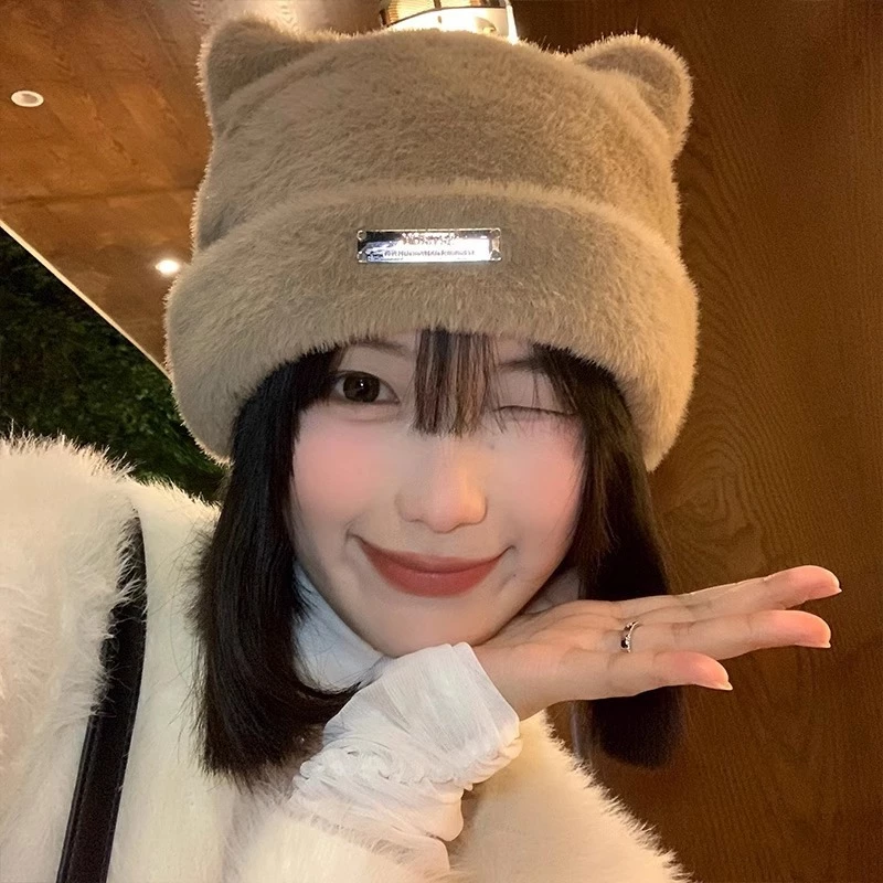 หมวกถักแต่งหูแมว สไตล์เกาหลี สำหรับผู้หญิง thumbnail 4