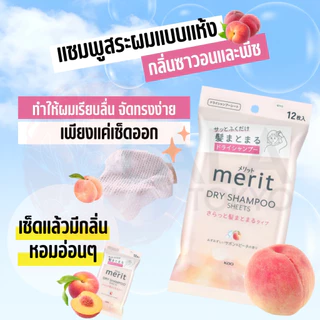 แชมพูสระผมแห้ง แบบแผ่นทิชชู่เปียก ดรายแชมพู Kao Merit DAY+ Dry Shampoo