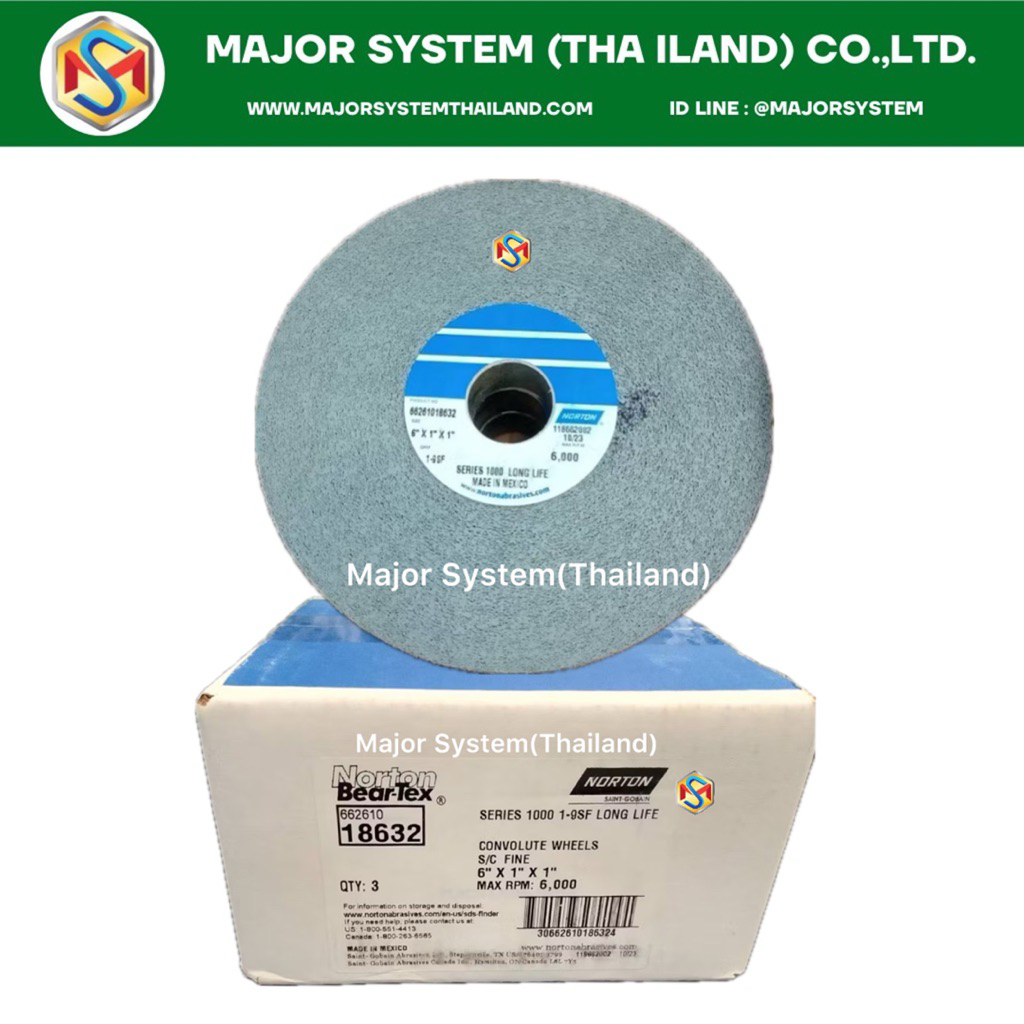 Norton Bear-Tex Series 1000 9SF 6x1x1 In. LONG LIFE CONVOLUTE WHEEL No.18632  Non-Woven Wheel ล้อใยข