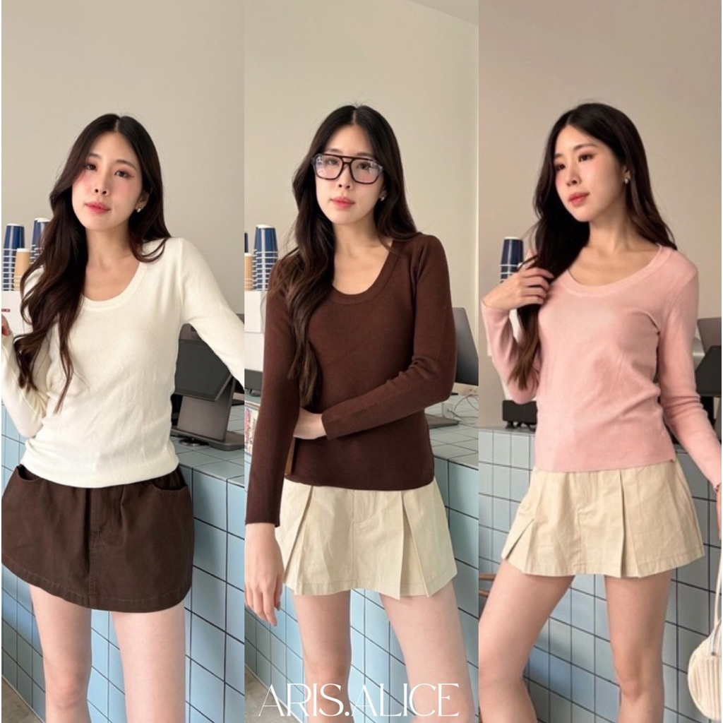 เสื้อแขนยาวไหมพรมผ้านุ่มๆๆ ทรงสวยฉ่ำๆๆ ใส่สบายแมทซ์ง่ายได้ทุกลุค