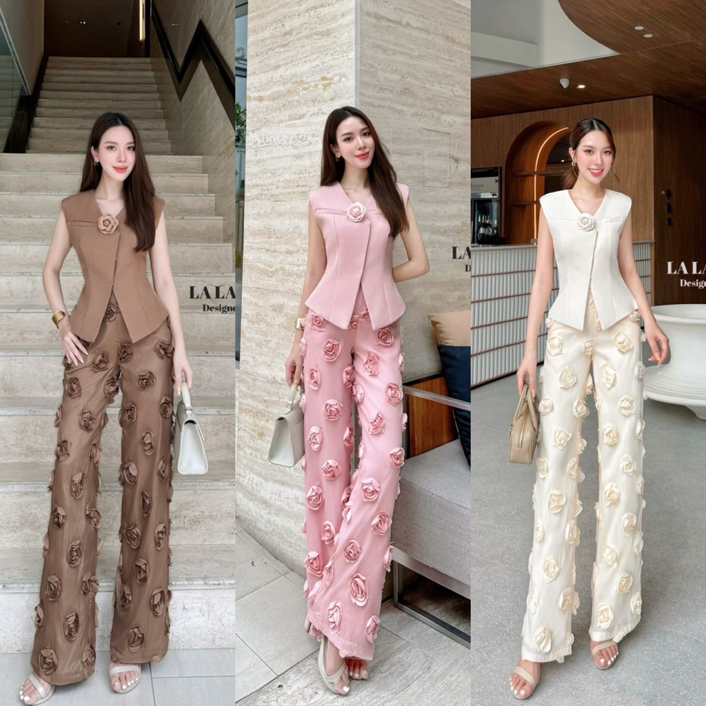 ชุดเซท2ชิ้น ชุดไปงานสวย ชุดสีชมพู Lalabelle