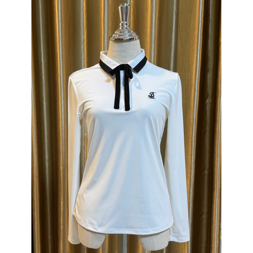 เสื้อกอล์ฟแขนยาวผู้หญิง petite par shirt สีขาว แบรนด์ birdie buddy