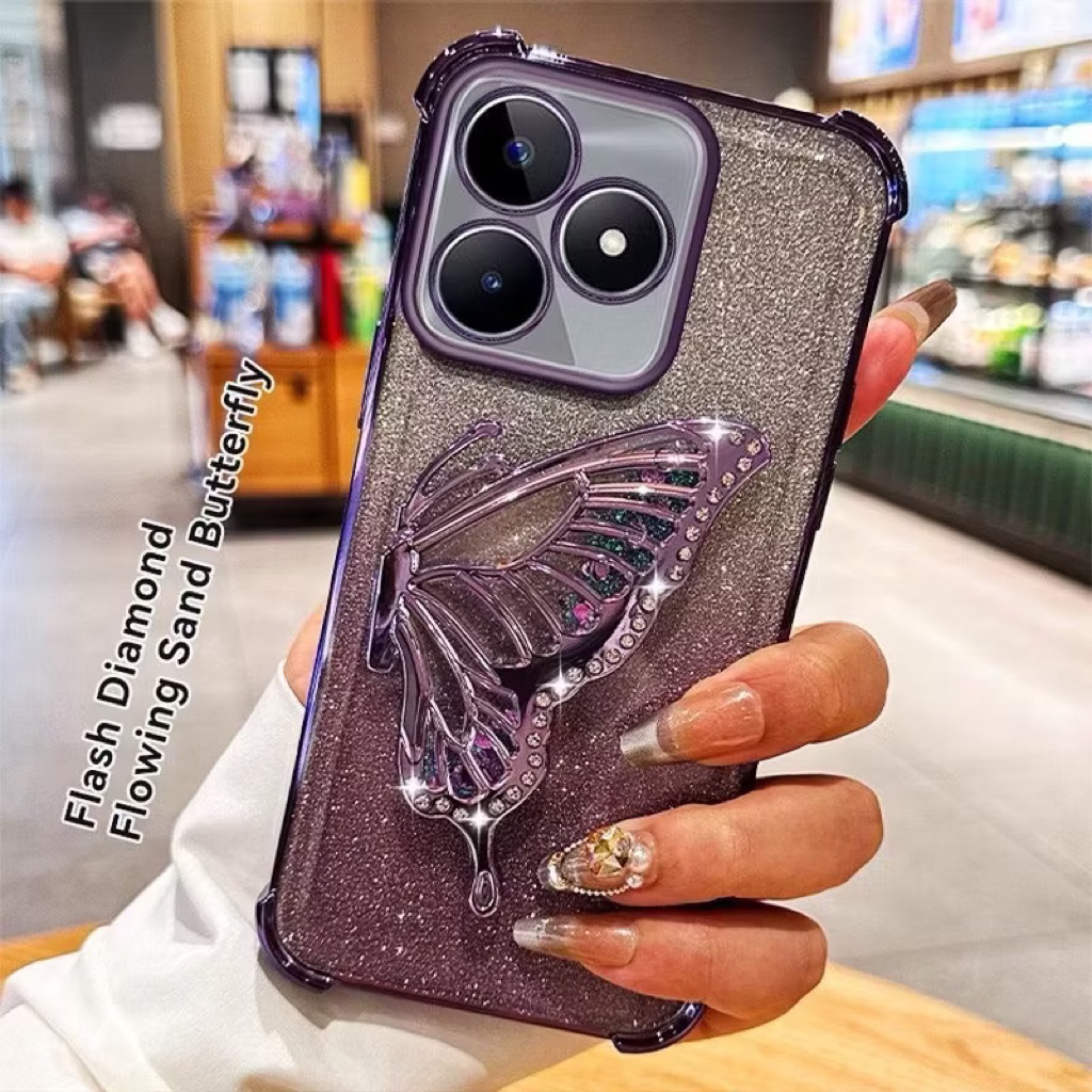 เคส หรูหรา สำหรับRealme Note60 Note60X C71 C63 C61 14 14T 14pro หรูหรา เคส กันกระแทกมุม ผีเสื้อ