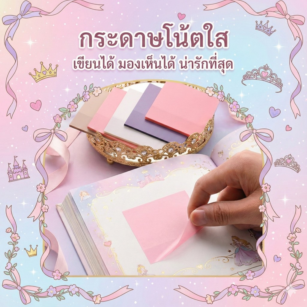 (มีสีให้เลือกเยอะมาก!!) กระดาษโน้ตใส กระดาษโน้ตใสมีกาว โน้ตแบบใส มีหลายสีและขนาด ใช้งานสะดวก llร้านคนไทย ส่งจากไทยll