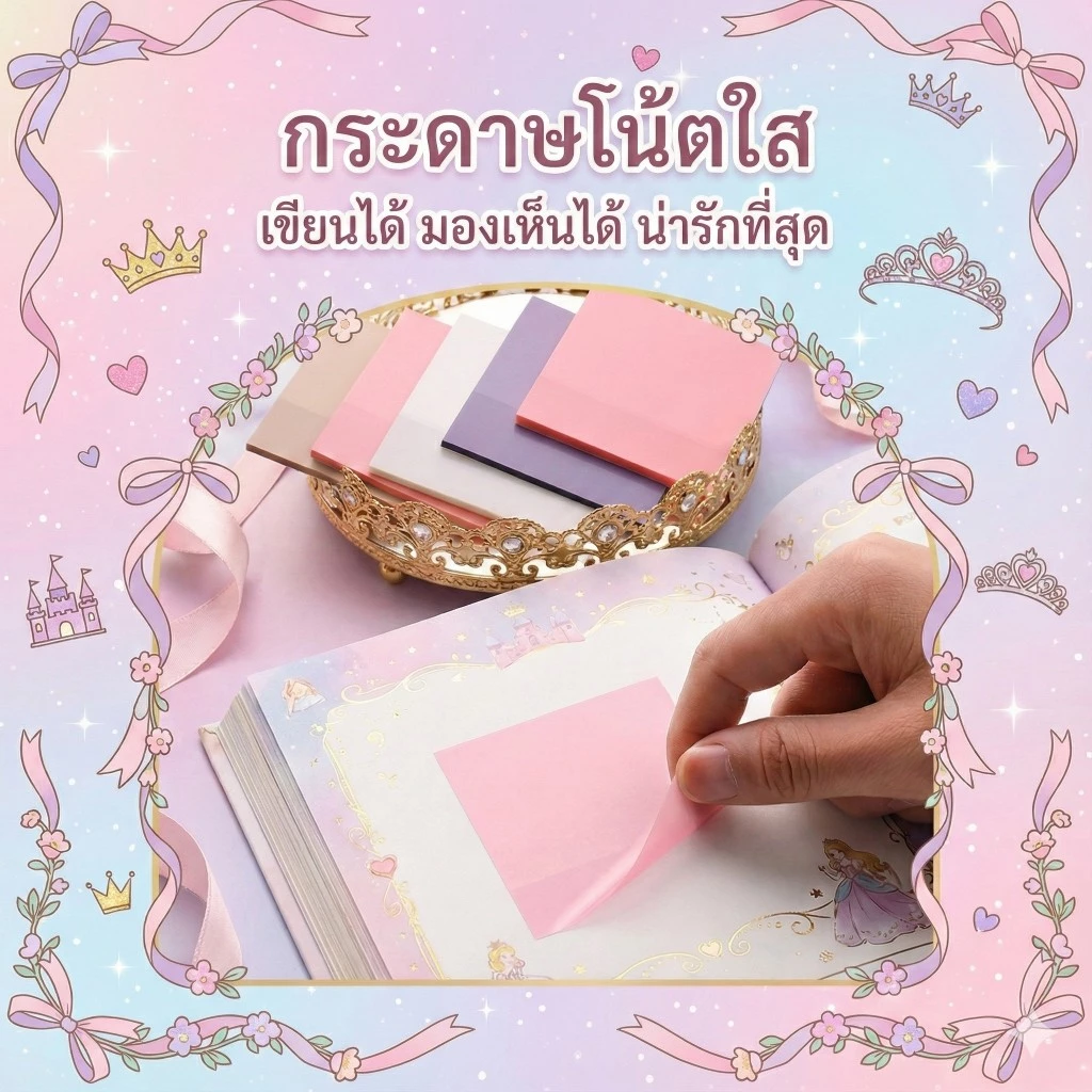(มีสีให้เลือกเยอะมาก!!) กระดาษโน้ตใส กระดาษโน้ตใสมีกาว โน้ตแบบใส มีหลายสีและขนาด ใช้งานสะดวก llร้านคนไทย ส่งจากไทยll