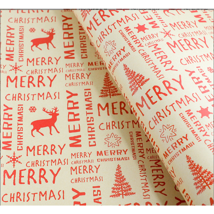 HI [สินค้าพร้อมส่ง] กระดาษห่อของขวัญ ลายน่ารัก และ แบบคราฟต์ สำหรับ คริสต์มาส ปีใหม่ เทศกาลต่างๆ