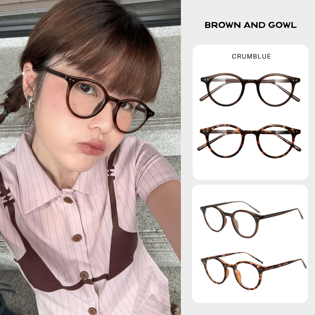 แว่นกรองแสง UV410 รุ่น Crumble เลนส์สีฟ้า Blue Light Glasses แถมกล่อง+ผ้า พร้อมส่ง(ตัดเลนส์รอ 4-6 วัน)