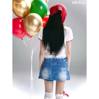 Cintage♡ CT2155 Cintage x kitty xmas - Skort rumishort denim🍒