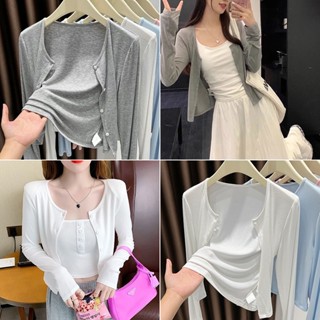 ส่งจากไทย✨เสื้อคาร์ดิแกนแจ็คเก็ตบางแขนยาว เสื้อผ้าป้องกันแสง…