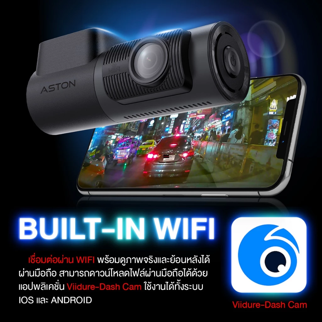 [2.5Kถูกที่สุด] Aston Pro wifi กล้องติดรถยนต์ ชัด 2.5K ดูภาพผ่านมือถือ ล็อคไฟล์อัตโนมัติ บันทึกขณะจอด ประกันสินค้า 1 ปี thumbnail 9