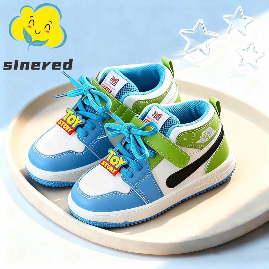 Sinered 2025 boys' multifunctional casual shoes children's sports shoes high top cartoon girls' comfortable sports shoes