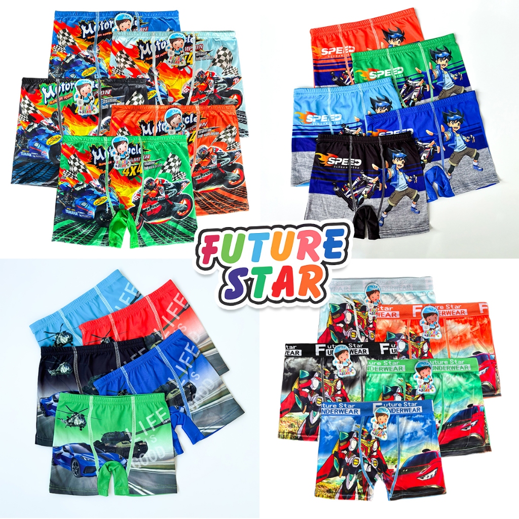 กางเกงในเด็ก กางเกงในผู้ชายเด็ก ทรงบ็อกเซอร์ ลายการ์ตูน ผ้านุ่ม ใส่สบาย ขนาด M–2XL