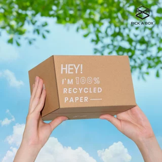 กล่อง ECO BOX (Size 0) เหมาๆ - 100 ใบ /แพ็ค : กล่องพัสดุรักษ์โลกผลิตจากเยื่อไม้รีไซเคิล PICK A BOX