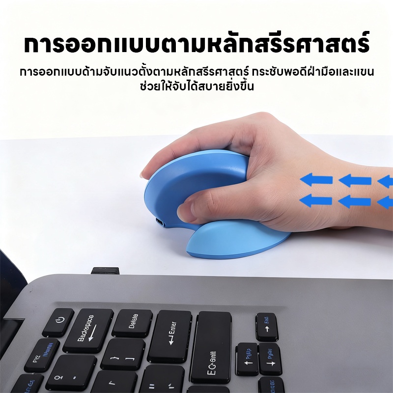 Ergonomic เมาส์ไร้สายแนวตั้ง 3 ปุ่มเมาส์สําหรับเล่นเกม RGB 1200 DPI Optical เม้าส์สําหรับแล็ปท็อปพีซี รูปที่ 7