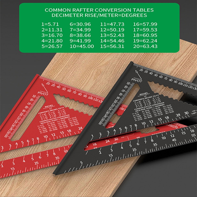 สามเหลี่ยมเมตริก ไม้บรรทัดสามเหลี่ยมอลูมิเนียม เครื่องมือวัดความแม่นยำ ขนาด 7 นิ้ว และ 12 นิ้ว วัดมุม ฉากวัดมุม ไม้โปร - รูปที่ 2