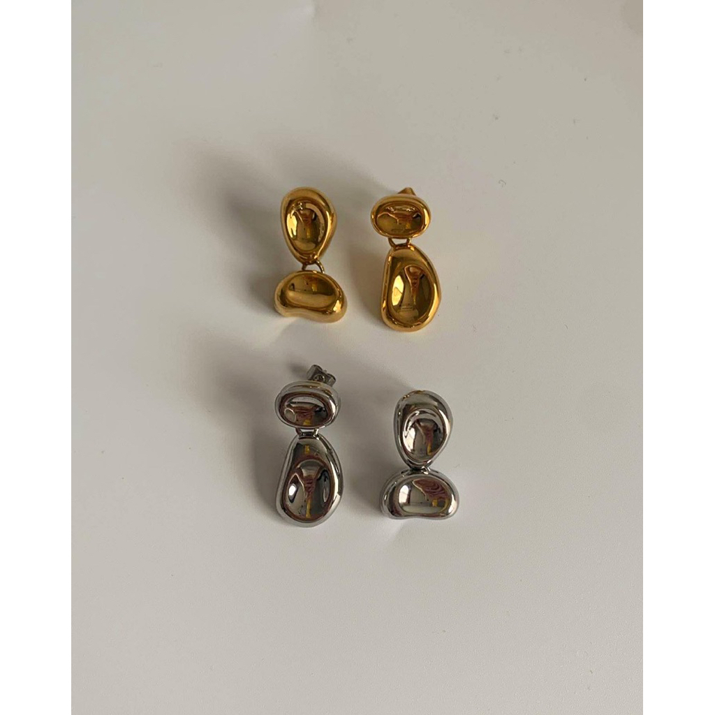 ต่างหูสเตนเลสสตีล waterproof, long lasting กันน้ำกันเหงื่อ HER OBJECTIVE_HER MONA BOLD EARRINGS