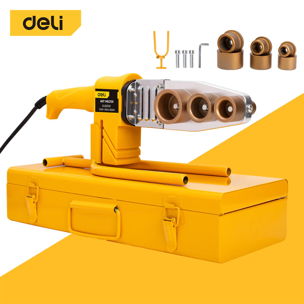 Deli เครื่องเชื่อมท่อ เครื่องเชื่อมท่ออัตโนมัติ พลาสติก PPR PE PB เครื่องมือทำความร้อนไฟฟ้า Tube Welding Machine