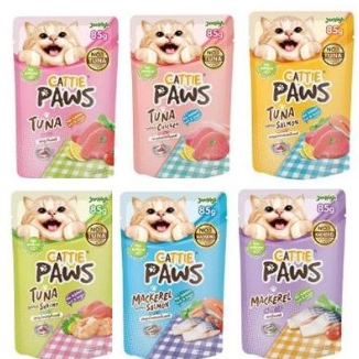 สูตรใหม่ ยกลัง 48ซอง อาหารแมว Cattie Paws น้ำหนัก 85 กรัมต่อซอง อาหารเปียก*โปรดอ่านรายละเอียดก่อนสั่งซื้อ