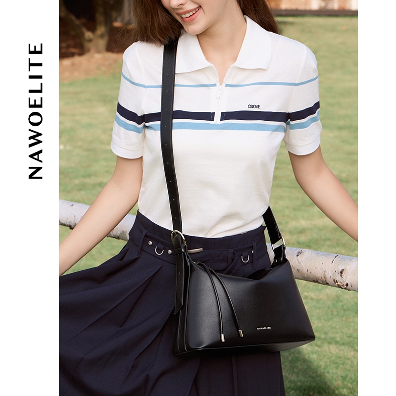 NAWOELITE หนังแท้คลาสสิก Puffy Bag ความจุขนาดใหญ่กระเป๋า แฟชั่น crossbodybag/กระเป๋าถือ/Hobo Bag/bag