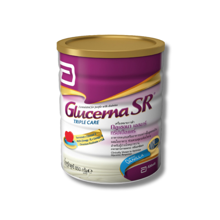 กลูเซอนา เอสอาร์ 850 กรัม (Glucerna SR White Vanilla  850G) สำหรับผู้ป่วยเบาหวาน