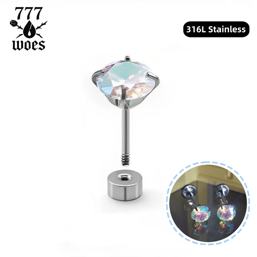316Lเกรดแพทย์สแตนเลสฐานแบนต่างหูจิวกระดูกอ่อนเพชรCZเกลียวนอกสีดำชมพูสีรุ้งแวววาวใส่นอนได้แบบพื้นฐาน