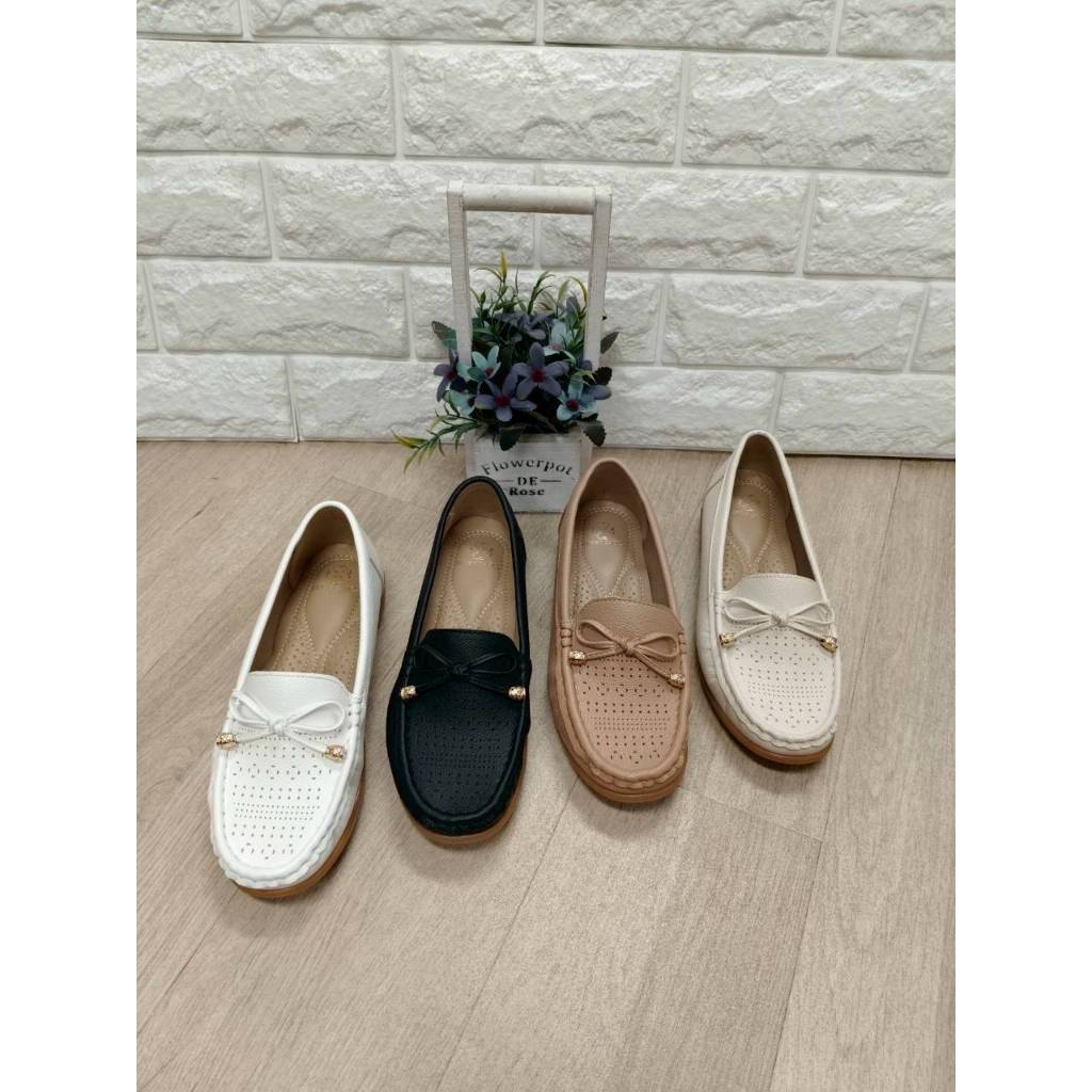 MW82-031รองเท้าหนังพียูหุ้มส้นพื้นนุ่มๆส้นเตี้ยเบา 37-41 ส้นแบน