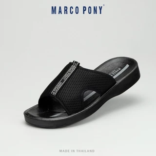 Marco Pony ของผู้ชาย รองเท้าแตะสวมชาย ทนทาน ใส่สบาย แบบสวม PU สีดำ รองเท้าแตะแฟชั่น 39-44 MPU7003