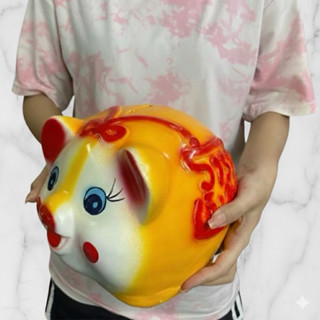 กระปุกออมสินปูนพลาสเตอร์ งาน OTOP หมูหน้าขาวสุดน่ารัก ขนาด L…