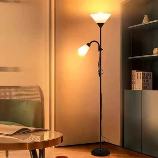 โคมไฟตั้งพื้น LED หัวคู่แม่แสงห้องนั่งเล่นโซฟาห้องนอนการศึกษาไฟตกแต่ง