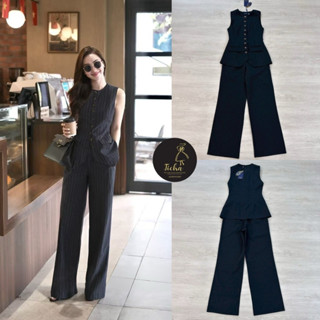 ชุดทำงานสีสุภาพ ชุดเซท2ชิ้น Ticha