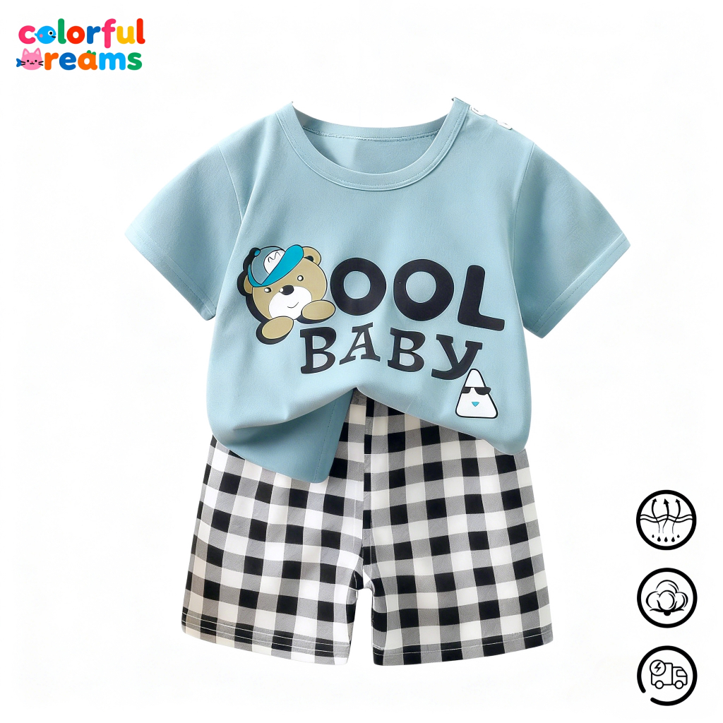 ชุดฤดูร้อน ชุดเเฟชั่นเด็ก ชุดเเขนสั้น ลายน่ารัก เนื้อผ้าเกรดดี ใส่ได้ทั้งเด็กผู้ชายเเละหญิง DA-C