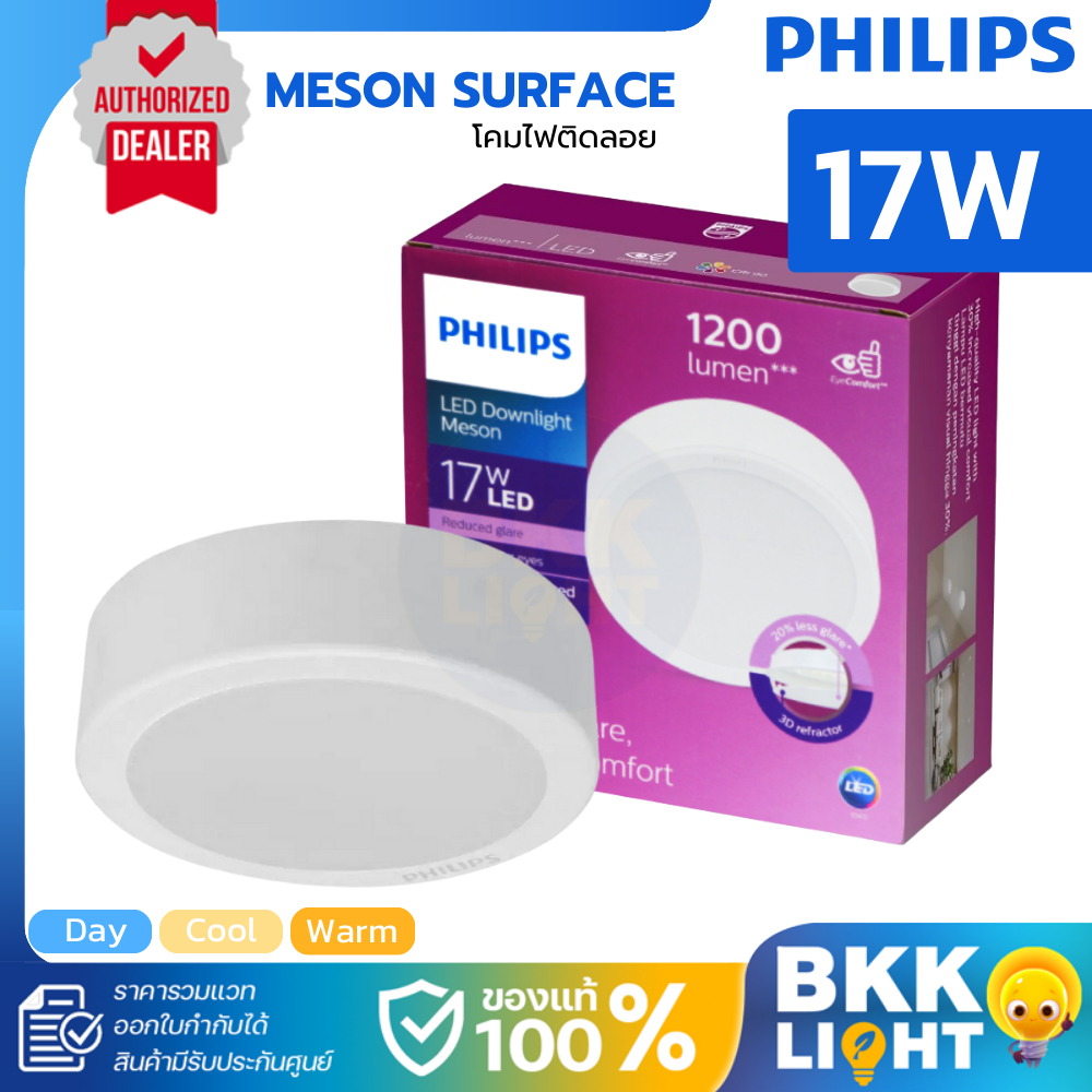 Philips LED Meson ดาวน์ไลท์ 17W 150 59472 ขนาด 6 นิ้ว (6") Surface Mounted ฟิลิปส์ ประกัน 1 ปี