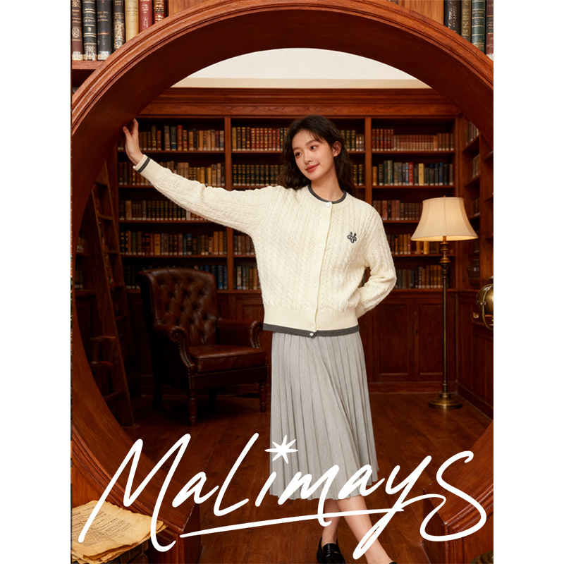 MALIMAYS - Double Cardigan คาร์ดิแกนไหมพรมขอบทูโทน [พร้อมส่ง] - รูปที่ 6