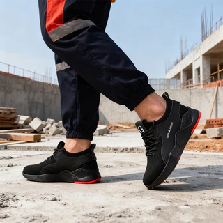 P60 - Safety shoes รองเท้าเซฟตี้ หัวเหล็ก รองเท้านิรภัย sport ดีไซส์สวย พื้นนุ่ม ผ้าใบผสมหนัง ใสสบายเท้า