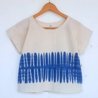 เสื้อมัดย้อม คอกลมแขนเลย ผ้าฝ้ายมัดย้อม