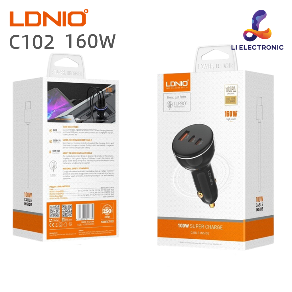 LDNIO C102 ที่ชาร์จในรถยนต์ 160W 3 USB Super Fast Car charger C102