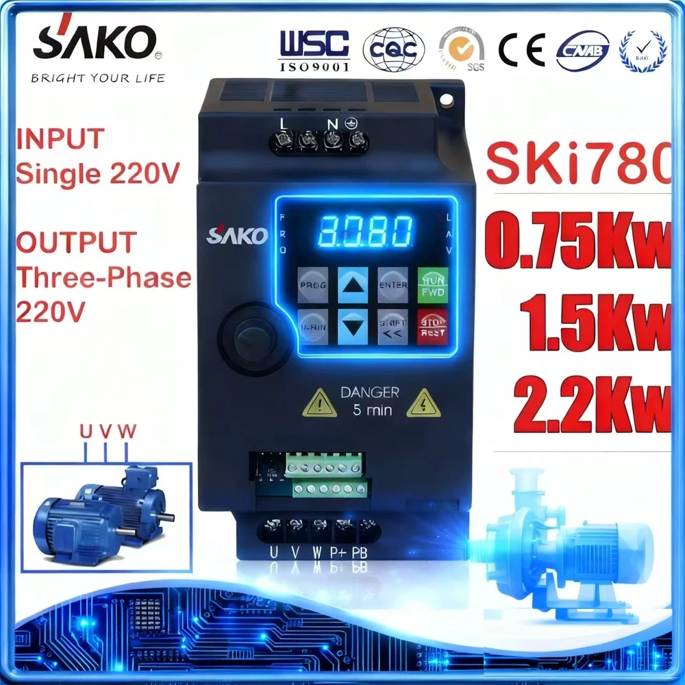 SAKO SKI780 Inverter VFD อินเวอร์เตอร์ Variable Frequency Drive Converter inverter 1PH 3PH 220v 380v 0.75KW 1.5KW 2.2KW