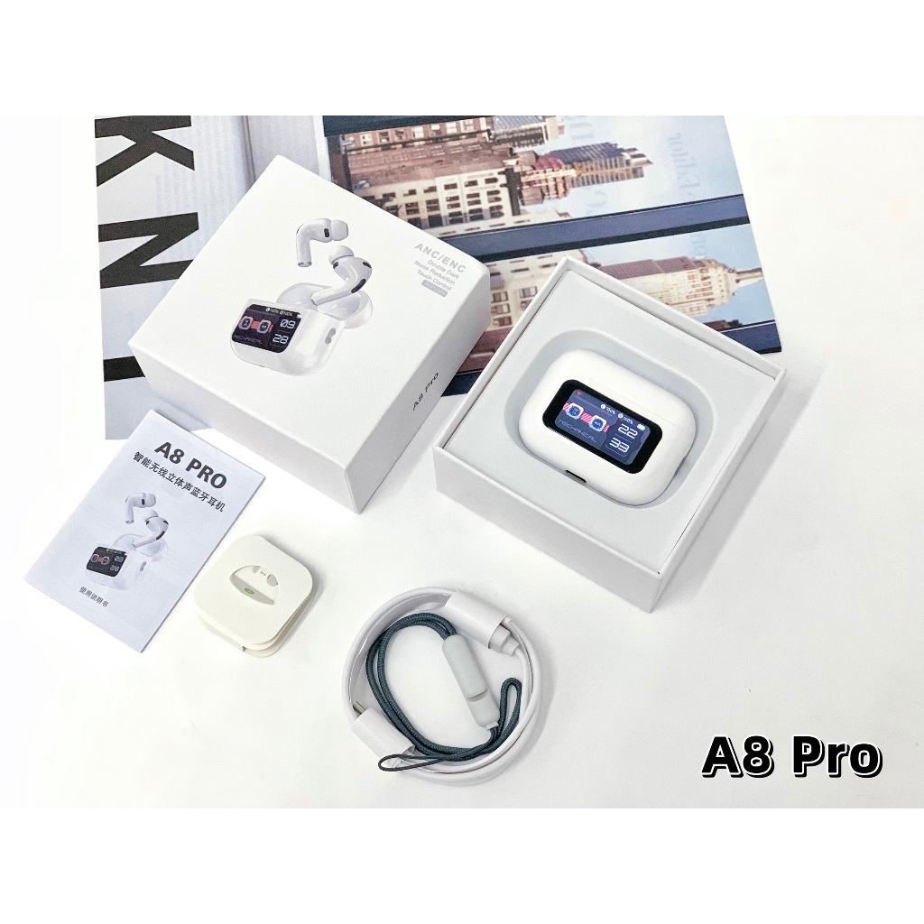 A8proหูฟังไร้สาย หูฟังบลูทูธ Wireless Bluetooth Headset บลูทูธเวอร์ชั่นล่าสุด5.4 หน้าจอLCD ระบบสัมผัส​ ตัดเสียงรบกวน