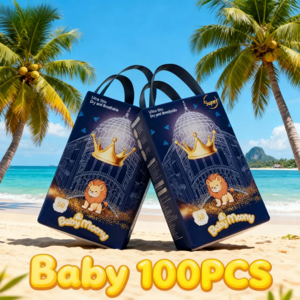 Puddle Jumper 100ชิ้น ผ้าอ้อมเด็ก ซึมซับที่บางเบาและนุ่มพิเศษ แพมเพิสถูกและดี BABY DIAPER PANTS NB-5