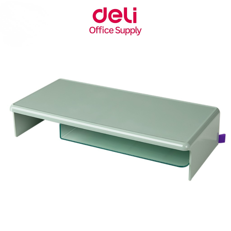 Deli ชั้นวางจอคอม ที่วางคอมพิวเตอร์ โต๊ะวางโน๊ตบุ๊ค รับน้ำหนักได้ดี มีที่เก็บของ แบบยกสูง ประหยัดพื้นที่