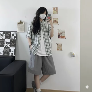 เสื้อเชิ้ตลายสก็อต ดำ ขาว ผ้าคอตตอน นุ่ม ลื่น ใส่สบาย งานไทย พร้อมส่ง BY MINIMAL CLUB