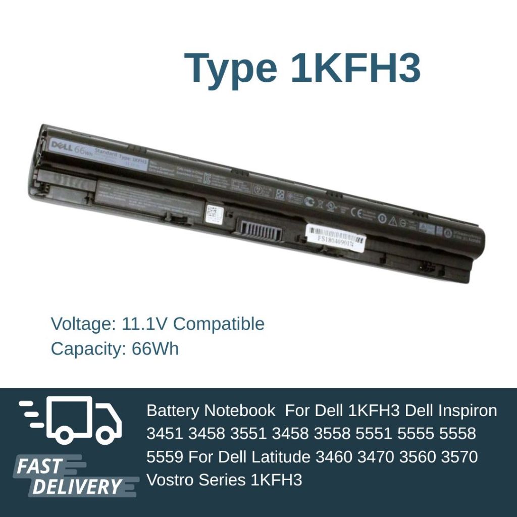 Dell แบตเตอรี่ โน๊ตบุ๊ค Dell Battery DELL Latitude 3470 Vostro 3458 3451  (ประกัน 1 ปี ส่งฟรี)