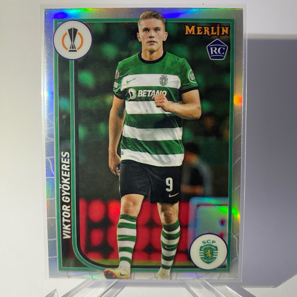 การ์ดนักฟุตบอลสำหรับสะสม VIKTOR GYOKERES, RC, (refrsctor), SPORTING, TOPPS MERLIN 2024