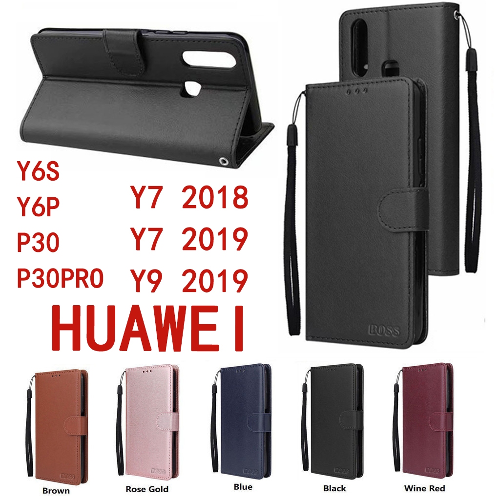 BOSS เคสมีแม่เหล็ก สำหรับ HUAWEI P30 P30PRO Y6P Y6S Y7 2018 Y7 2019 Y9 2019 NOVA3I NOVA5T NOVA7SE เคสฝาพับ ล็อคได้