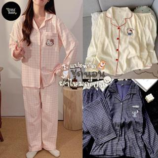 ชุดนอนผ้าไหมญี่ปุ่น  ใส่สบาย แขนยาว ขายาว แต่งลายการ์ตูนสุดน…