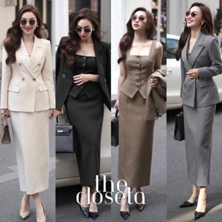 THE CLOSETA : LB425ชุดเซ็ท3ชิ้นเสื้อแขนกุดกระดุมหน้าใส่คู่กร…