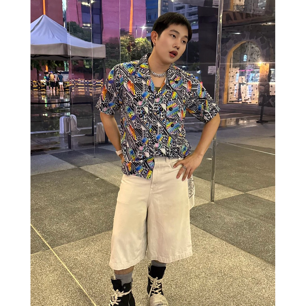 ✅พร้อมส่งจากไทย✅ เสื้อฮาวายวินเทจ ลายโฮโลแกรม Hologram H089 ไม่ยับไม่ร้อนไม่ต้องรีด