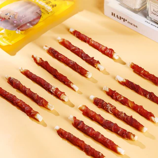 300G.ไก่พันหนังวัว ขนมขัดฟันสัตว์เลี้ยง สำหรับสุนัขและแมว รสชาติไก่ กระดูกขัดฟัน ขนมสุนัขแท่งกระดูก โปรตีนสูง