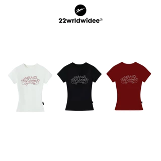 (🔥จัดส่งด่วน 1 วัน!) 22wrldwidee Sweetheart Club baby tee เสื้อครอปทรงเบบี้ที ผ้าพรีเมี่ยม สกรีนเพชร 22WW CLUB (OC135)