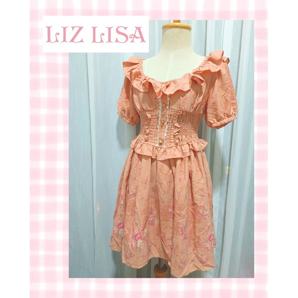 🧡LIZ LISA🧡 ชุดเดรสสีส้มโอรส สไตล์โลลิต้า